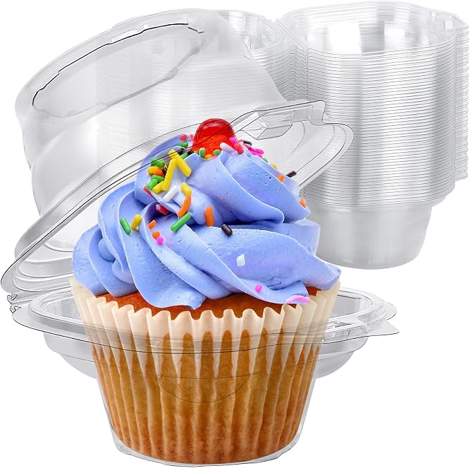 Cupcake Boxes Individual Cupcake Containers, 200 Packs Regular Single Cupcake Holder High Topping for Muffins, Thicker Stackable Plastic Cupcake Carrier for Party (200 pack)