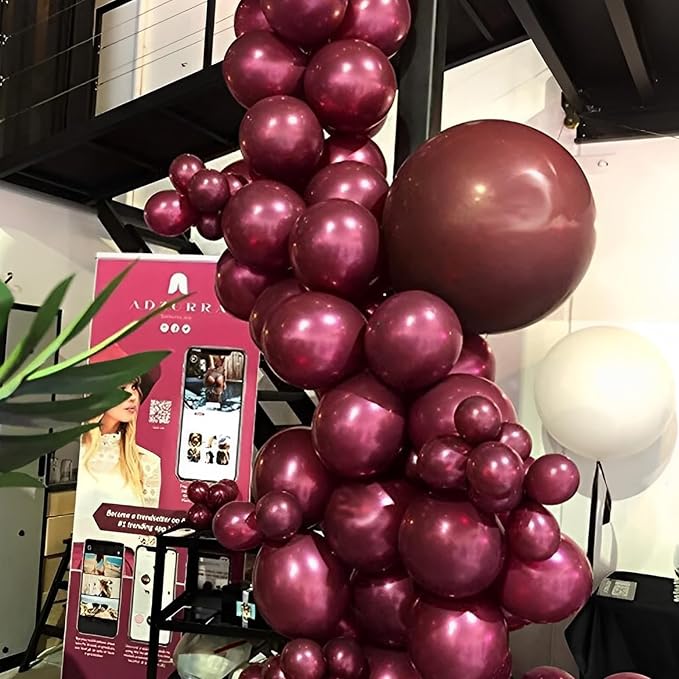 Voircoloria 110pcs Burgundy Balloons 12inch Maroon Latex Party Balloons for Graduation, Thanksgiving Day, Autumn Fall Theme Party, Wedding, Birthday, Valentines, Baby Shower Decorations