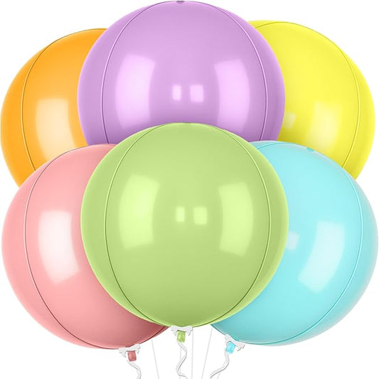 KatchOn, Pastel Color Balloons – 22 Inch, Pack of 6 | Multicolor Giant 4D Round Balloons for Birthday, Baby Shower, Gender Reveal, Wedding | Rainbow Party Decorations | Pastel Party Decorations