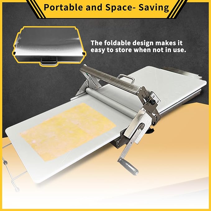 Dough Sheeter Machine for Home, Type 300 Manual Pastry Roller & Croissant Dough Laminator, Countertop Stainless Steel Laminadora de Masa for Pizza, Cookies, and Bread