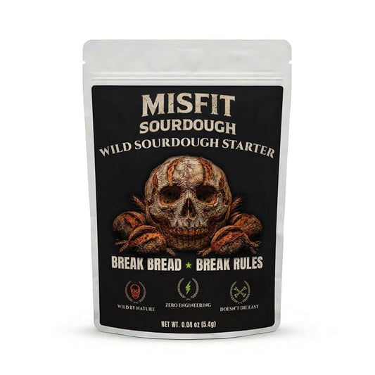 Misfits Sourdough Wild Sourdough Starter Culture – Dehydrated Live Active Wild Yeast Bread Starter for Homemade Artisan Bread Baking, Unbleached Flour, Reusable Fermented Baking Culture
