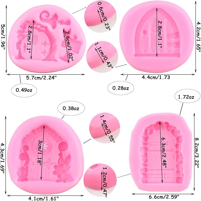 Mujiang Enchanted Vintage Fairy Garden Fairy Gnome Home Door Silicone Fondant Mold For Cake Decorating Chocolate Candy Clay Gumpaste Set Of 4