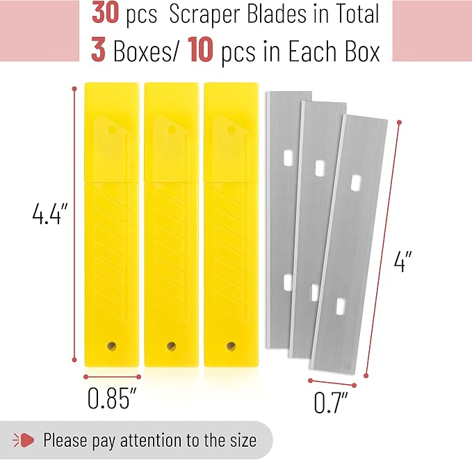 Bates- Replacement Scraper Blades, 4 Inch, 30 Pcs, Scraper Blades, Floor Scrapper Blade, Replacement Razor Blades, Carbon Steel Razor Blades, Paint Scraper Blades, 4 Inch Scraper Blades