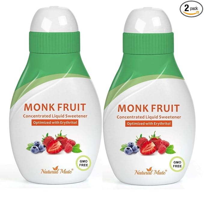 Monk Fruit Concentrated Liquid Sweetener (Optimized with Erythritol) 1.33 FL OZ (37 mL) – 2 Pack