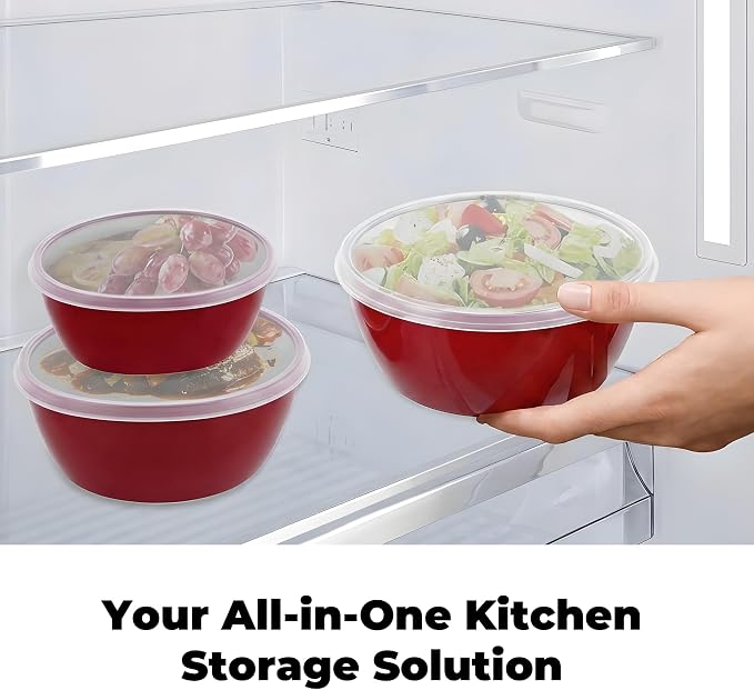 ZHANG XIAO QUAN SINCE 1628 Food Storage Containers Set of 4, PP5 Plastic Fresh-Keeping Container BPA Free, Airtight Lids, Microwave and Freezer Safe, RED