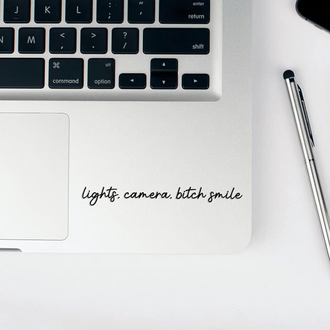 3 x Lights,Camera,Smile Car Mirror Decal Black Stickers for Cars Rearview Mirror Decal for Women Cute Decals Vinyl Affirmation Stickers for Window, Mirror, Tumbler, and Water Bottle