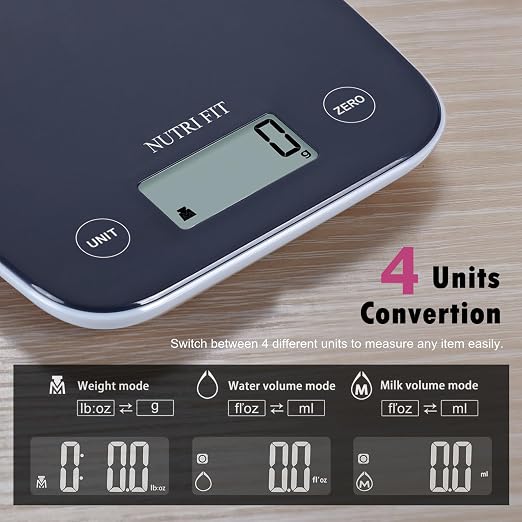 NUTRI FIT Digital Food Scale, 11lb Kitchen Scale Digital Weight, Cooking Scale for Food Ounces and Grams, 4 Units with 0.1oz/1g Precision, LCD Display with Tare Function