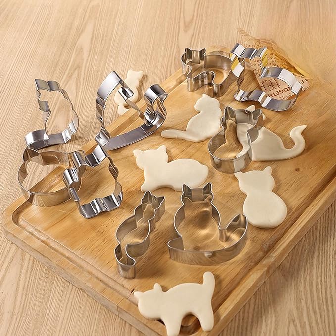 9-Piece Cat Cookie Cutter Set - 9 Unique Cat Shapes for Treats, Fondant, Pastry, DIY Baking Supplies. by ENBRWAS.