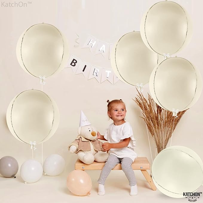 KatchOn, Huge White Sand Balloons Set- 22 Inch, Pack of 6 | Mylar Beige Balloon | White Sand Foil Balloons, Mylar Balloon for Graduation Decorations