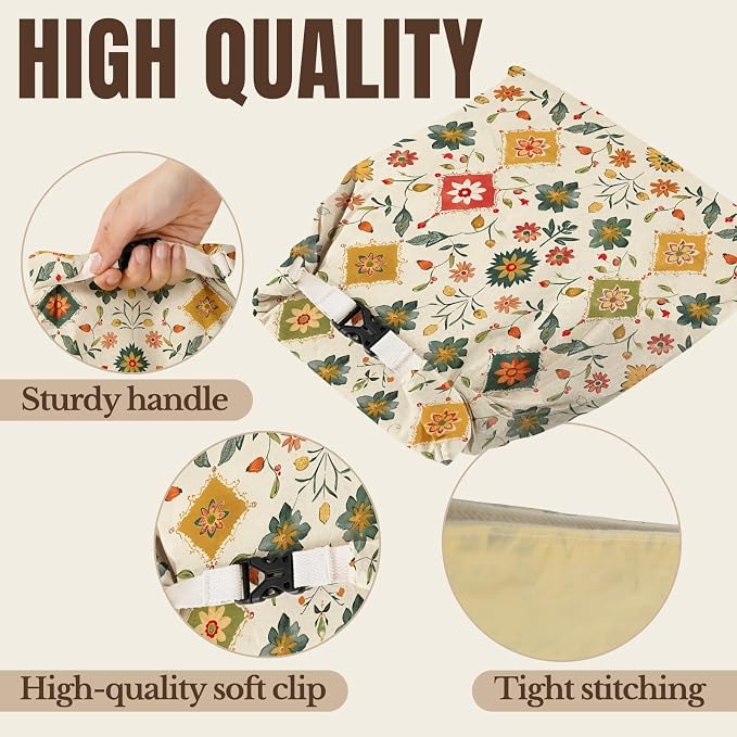 InnoBeta Beeswax Bread Bags for Sourdough & Homemade Bread, 2 Pack Reusable Cotton, 17"x13", Vintage Pattern