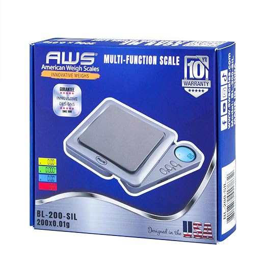 American Weigh Scales 200g x 0.01g Digital Pocket Gram Scale-Blade Series | Precision Mini Scale 0.01g Accuracy, Pocket Scale for Kitchen, Gold, Gems & Coin Scale, Smart Digital & Compact Scale