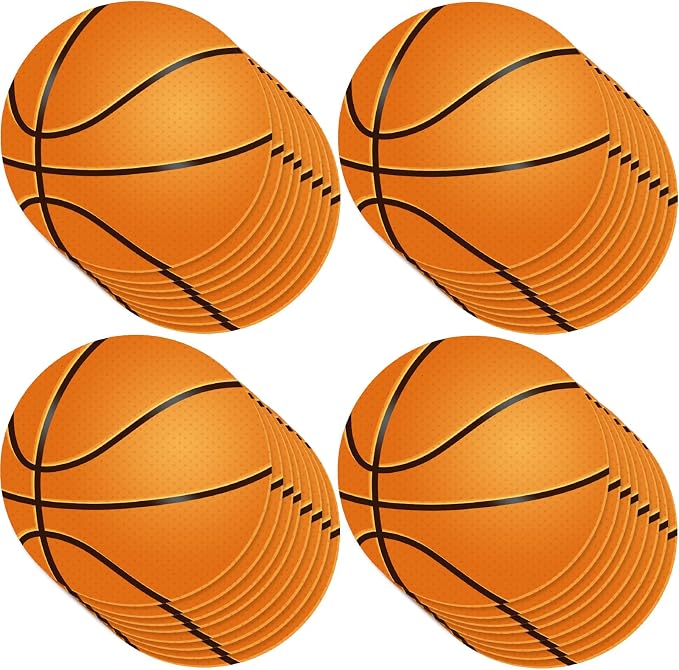 Vuzvuv 60Pcs 6In Paper Basketball Cutouts with 120Pcs Glue Points,Basketball Cut Outs Bulletin Board Decorations for Wall
