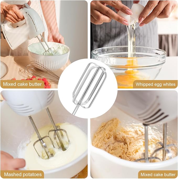 4pcs Hand Mixer Beaters Attachments, Stainless Steel Hand Mixer Replacement Beaters Electric Mixer Parts for Hamilton Beach Hand Mixer 62682RZ 62692 62695V 64699