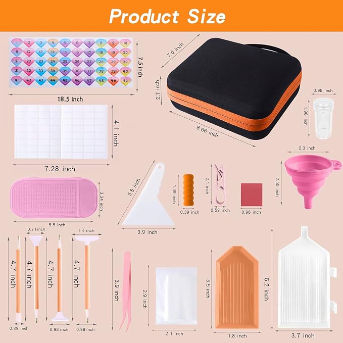 LYMUSUMI 30 Slots Diamond Art Storage Containers for Adults Portable Bead Storage Boxes for Diamond Painting Accessories and Tools（Orange）