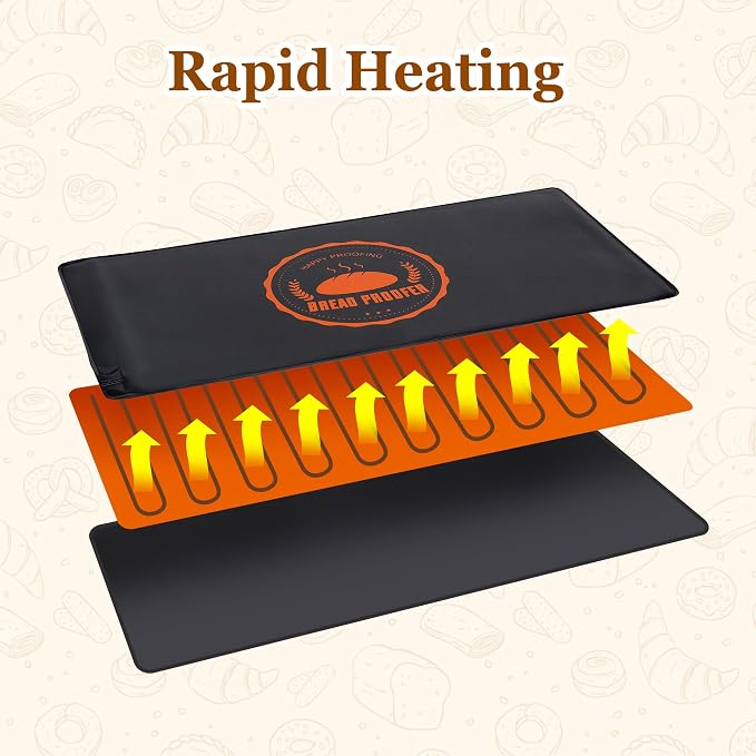 Bunmery Bread Proofing Mat, Sourdough Warming Heating Mat, Sourdough Starter Warmer with Thermostat Temperature Control & Warm Cover, Bread Dough Proofer Heating Pad for Home Kitchen(10.6" x 21.6")