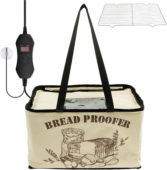 Oxford Cloth Bread Proofing Box, Even Heating Foldable Dough Proofer with Shelf Dough Proofer Box Precise Control Dough Fermentation Chamber Space Saving with Adjustable Temperature & Timer Controller