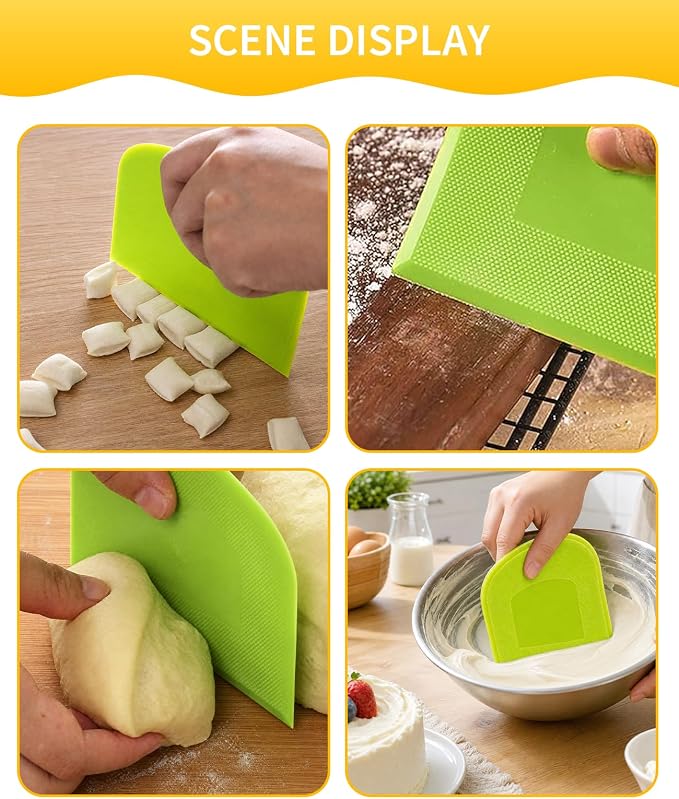 16 PCS Bowl Scrapers for Bread Dough, Plastic Flexible Bench Food Scraper Tool