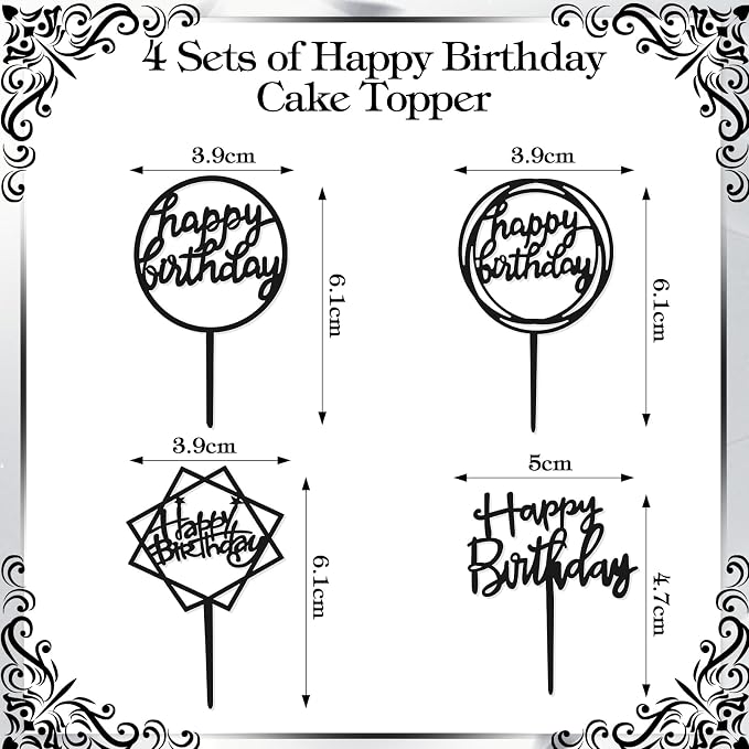 Teenyyou 68 Pcs Acrylic Alphabet Number Cake Topper 0-9 Number and A-z Letters Personalized Cake Picks Decor DIY Name Cupcake Toppers Graduation Wedding Baby Shower Party(Black)