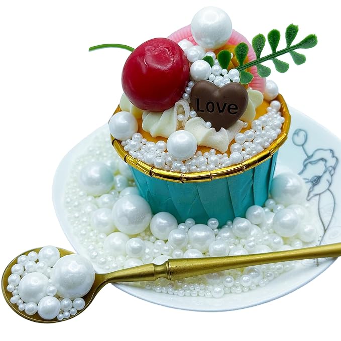 CandiJumpin Edible Pearls for Cake Decorating, White Pearl Sprinkles White Sugar Pearls Edible Cake Decorations Pearl Sugar Sprinkles Cupcake Toppers Baby Shower Party Birthday Wedding Christmas Supplies 3 OZ