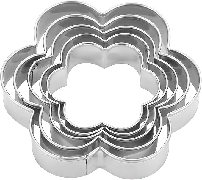 MrCookie Flower Cookie Cutters,5-Pack–2.05"-3.74",No Sharp Edges&Sturdy. | Sandwich cutters & biscuit molds.Sturdy for cookies,sandwiches, cake,fruit.Ideal for DIY baking,home use,and parties.