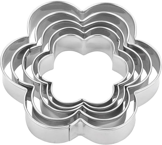 MrCookie Flower Cookie Cutters,5-Pack–2.05"-3.74",No Sharp Edges&Sturdy. | Sandwich cutters & biscuit molds.Sturdy for cookies,sandwiches, cake,fruit.Ideal for DIY baking,home use,and parties.