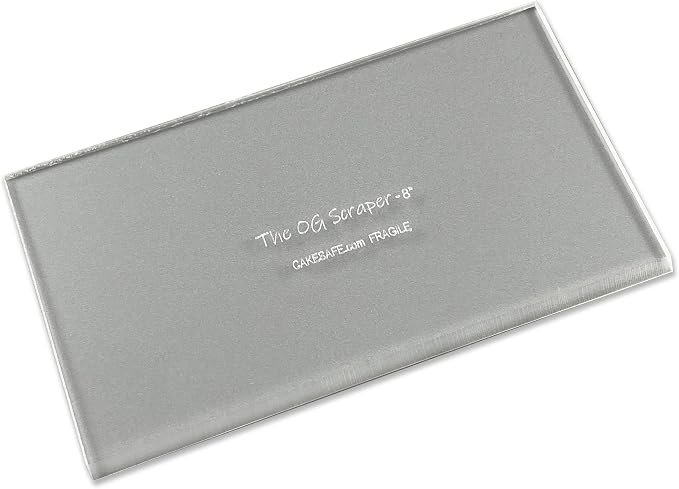 CAKESAFE 8 Inch OG Scraper-Clear Acrylic Cake, Icing, and Butter Cream Smoother with Beveled Edge