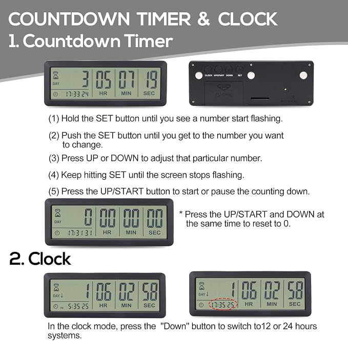 A AIMILAR 999 Days Countdown Timer Digital Clock Retirement Vacation Event Day Counter with Count Up Function