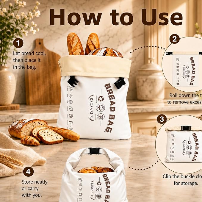 1 Pack Beeswax Bread Bags for Sourdough, XL 17 x 13 Inch Beeswax Bread Bag, Reusable Cotton Bread Storage Bag with Natural Wax Lining, Freezer Safe, Long-Lasting Freshness, Capacity for Home Baking