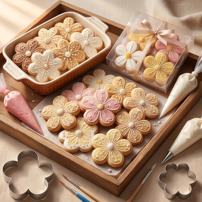 8 Pcs Flower Cookie Cutter Set Floral Shaped Cookie-Cutter Mold for Cake Decoration Birthday Gifts