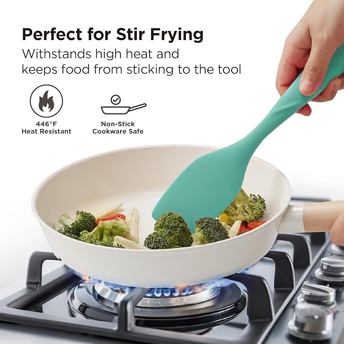 Kitchen Mama WaltzGrip Platinum Silicone Scraping Spatula, Teal | Heat Resistant, Seamless, Non Stick, Flexible Bowl Scraper, For Mixing, Baking, Stirring