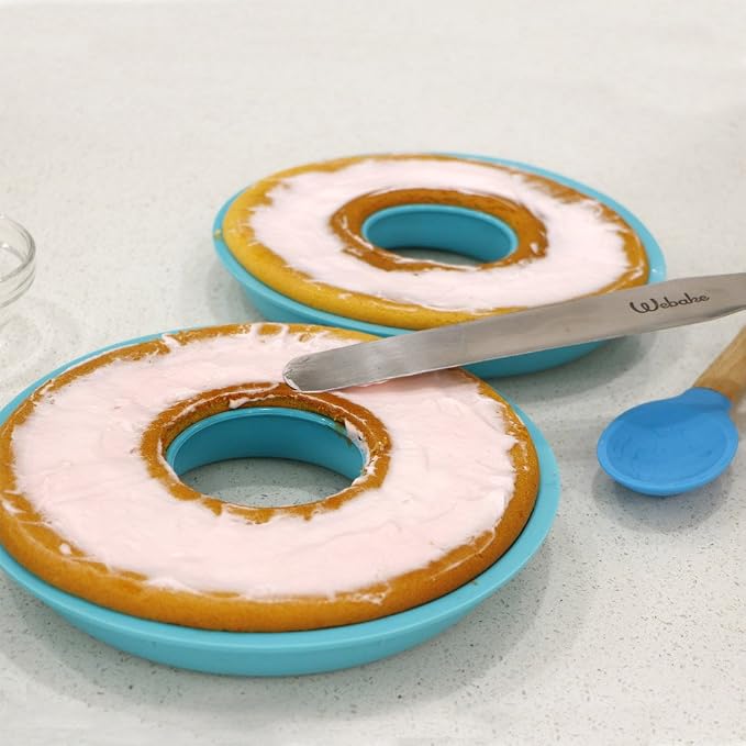 Webake Jumbo Silicone Donut Cake Pan Non-Stick Bagel Cake Mold 10 inch Set of 2 Halves Baking Molds