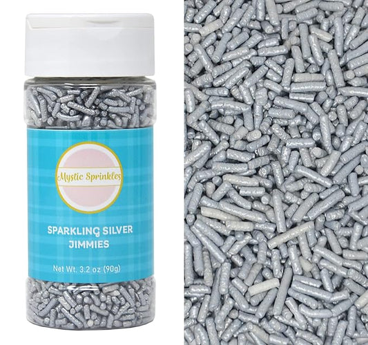 Mystic Sprinkles Sparkling Silver Jimmies 3.2oz Bottle