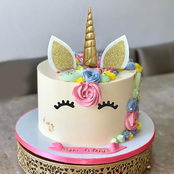 38 PCS Unicorn Cake Topper Unicorn Flower Cake Decorations with Flowers Balls Stars Unicorn Happy Birthday Cake Decorations (Flower)