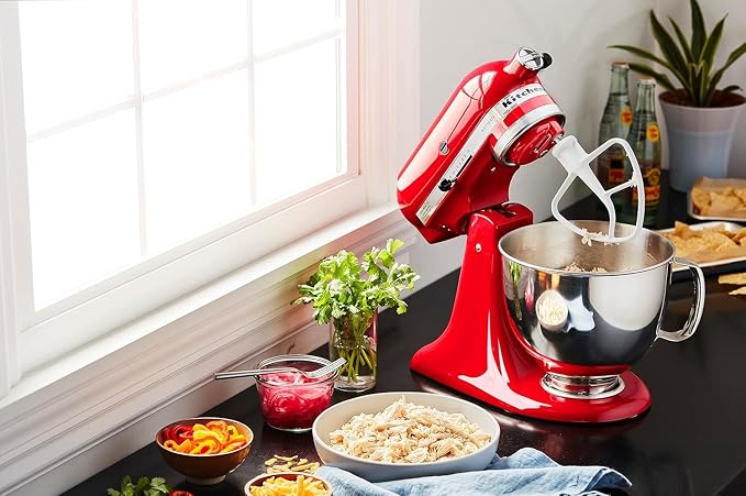 KitchenAid Artisan Series 5 Quart Tilt Head Stand Mixer with Pouring Shield KSM150PS, Cherry Tomato Bundle with Deco Essentials Exclusive CPS 1 Year Extended Protection Pack