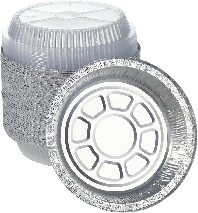 Waytiffer 40pack 9" Round Aluminum Foil Pans with Clear Lids | Disposable Containers with Straight Walls for Storing, Baking,Heavy duty, Standard Size