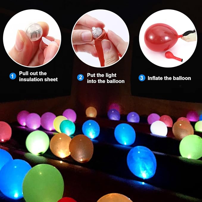 ZGWJ 100PCs Purple Balloon Lights Mini, Battery Powered, Long Standby Time Waterproof Tiny Led Round Flash Light for Paper Lantern Balloon Party Easter Eggs Wedding Christmas Halloween Decorations