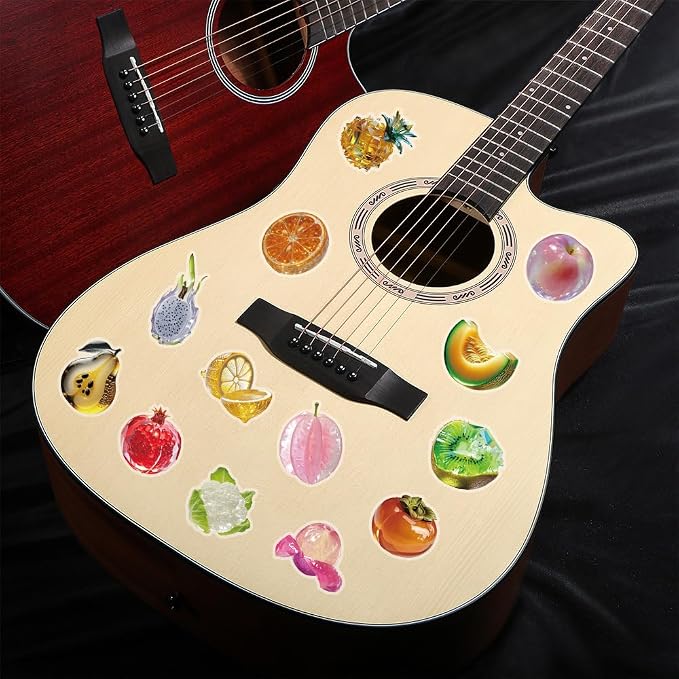 100Pcs Fruit Mix PET Stickers Pack, Transparent Fruit Stickers Waterproof Fruits Decals for Water Bottles Laptop Scrapbooking Journaling Guitar Suitcase Phone Gifts for Kids Teens
