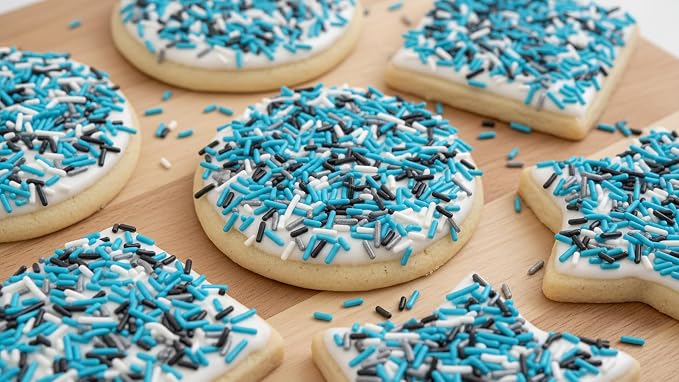 NCS North Carolina Game Day Black, White, Teal & Silver Jimmies Edible Sprinkles – Cupcake, Cake & Cookie Decorations, 7 oz