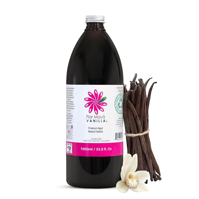 Flor Maya Vanilla Extract – Premium Aged Blend Made with Mexican Vanilla Beans | Gourmet Vanilla Bean Extract for Baking, Cooking & Desserts | Gluten Free, Non-GMO, No Coumarin | 33.8 fl oz