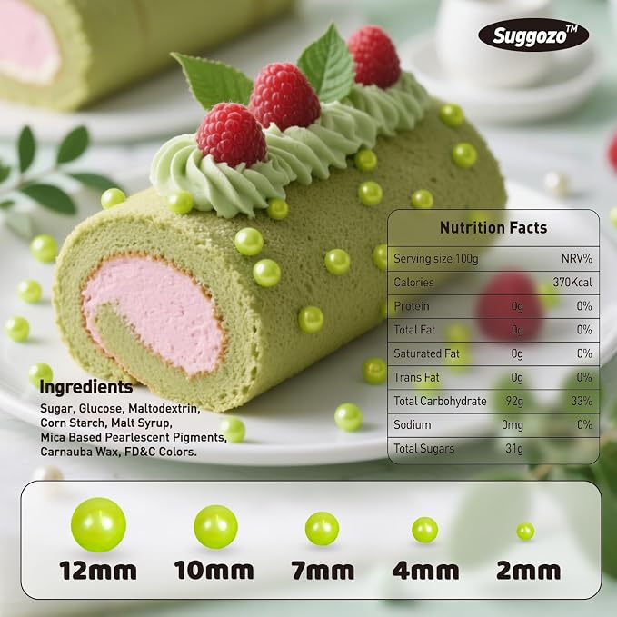 Edible Green Pearl Sprinkles, Sugar Pearl Sprinkles for Cake Decorating, 180g/6.35oz, Cupcake Toppers, Baking Cake Decorations, Cookies, Easter Wedding Party Holiday Supplies