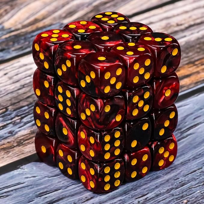 36 of Pack 12MM 6 Sided MINI Dice Set,Two Colours D6 Game Dice Set, 6 Sided Standard Dices for Yahtzee, Bunco or Teaching Math,with Portable Plastic Box(Dark Red+Black)