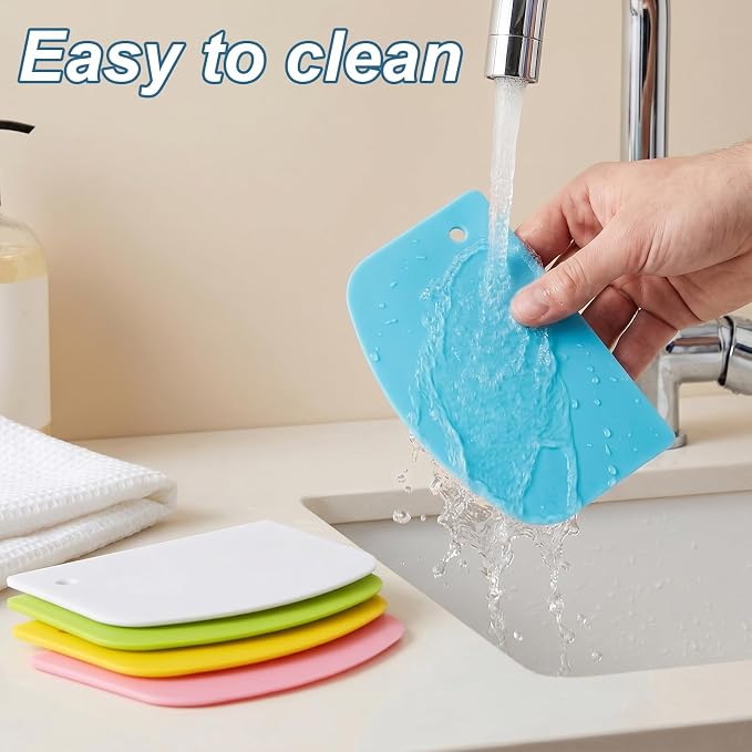 5 Pcs Dough Scraper Flexible Bench Scraper Plastic Bowl Scrapers Multifunctional for Sourdough Bread Dough Cake Baking