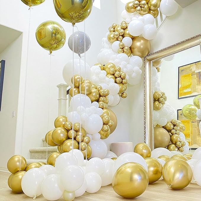 PartyWoo Gold Balloons 127pcs Different Sizes of 36 18 12 10 5 Inch Gold Balloon Arch Kit Garland for Birthday Wedding Anniversary Baby Shower Graduation Retirement Casino Party Decorations Gold-G101