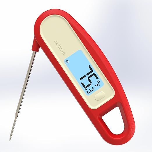 Lavatools PT12B Javelin 2 Ultra Fast Digital Instant Read Meat Thermometer for Grill and Cooking, 3" Probe, Compact Foldable Design, 1.5" Backlight Display, Water Resistant-Chipotle