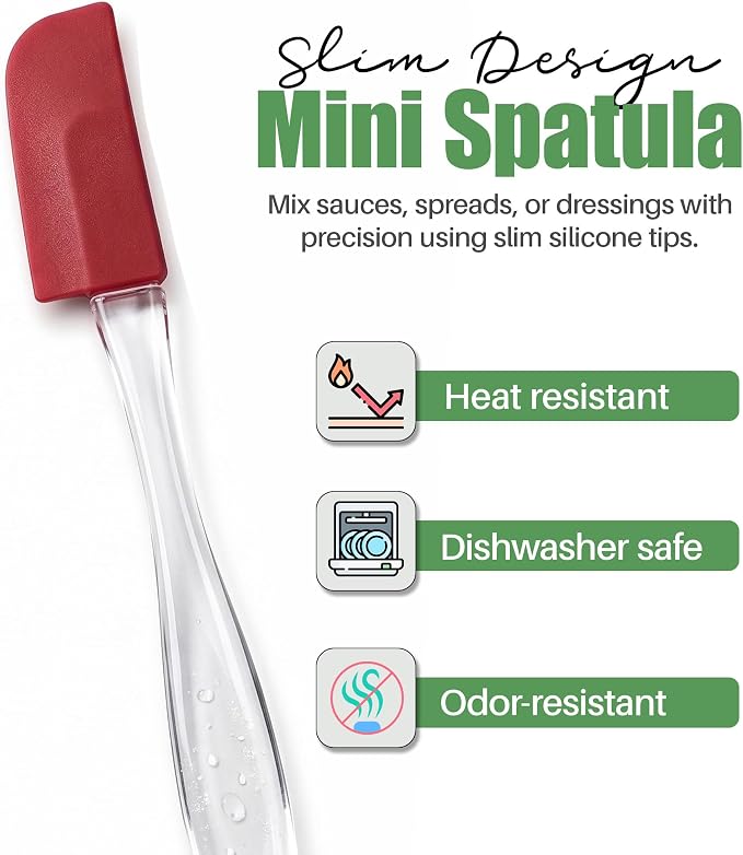 Evelots Set of 6 Mini Silicone Spatulas for Kitchen Cooking & Baking, Small Silicone Cooking Utensils, Heat Resistant BPA Free - Up To 446 Degrees