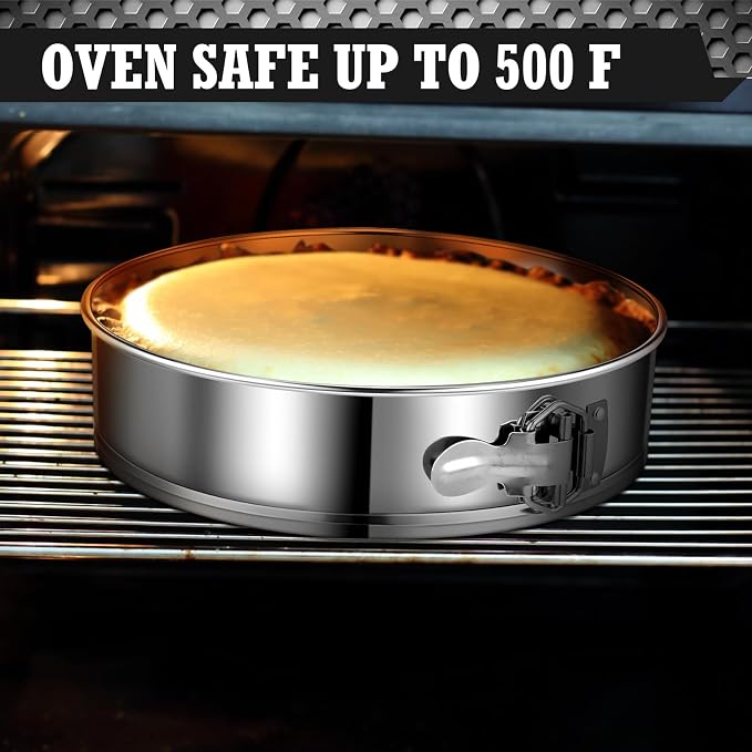 Pickmesh 2 Pack 10 Inch Springform Pans for Baking, Nonstick Round Cheesecake Pans Leakproof Stainless Steel with Removable Bottom with 50 Parchment Paper
