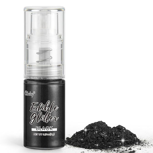Shimmer Black Edible Glitter Spray, 5g Edible Glitter for Cocktails, Cobakey Luster Dust Edible for Cake Decorating, Drinks, Baking, Chocolate, Strawberrie