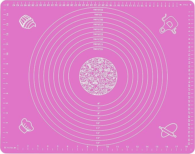 Silicone Baking Mat for Rolling Out Pastry Dough, 20 x 16 Inches, Pink