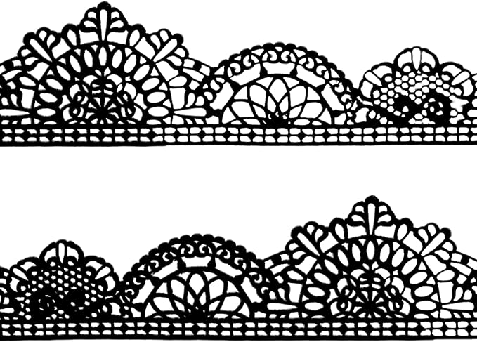 Ready to Use Edible Cake Lace Trim Variation Black 14-inch 10-Piece Set | Large Pre-Made