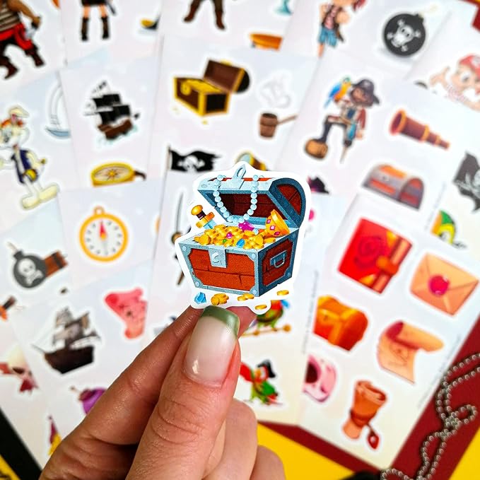 BulbaCraft 100Pcs Pirate Stickers, Skull and Crossbones Stickers, Pirate Party Supplies, Gifts for Women & Men